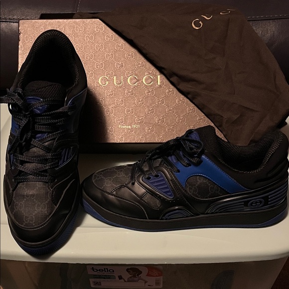 Gucci Men's Black and Blue Designer Sneakers - Picture 1 of 3